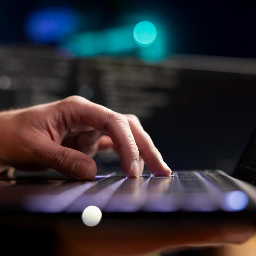 Website Development Close-up of a hand using a laptop while developing a website.